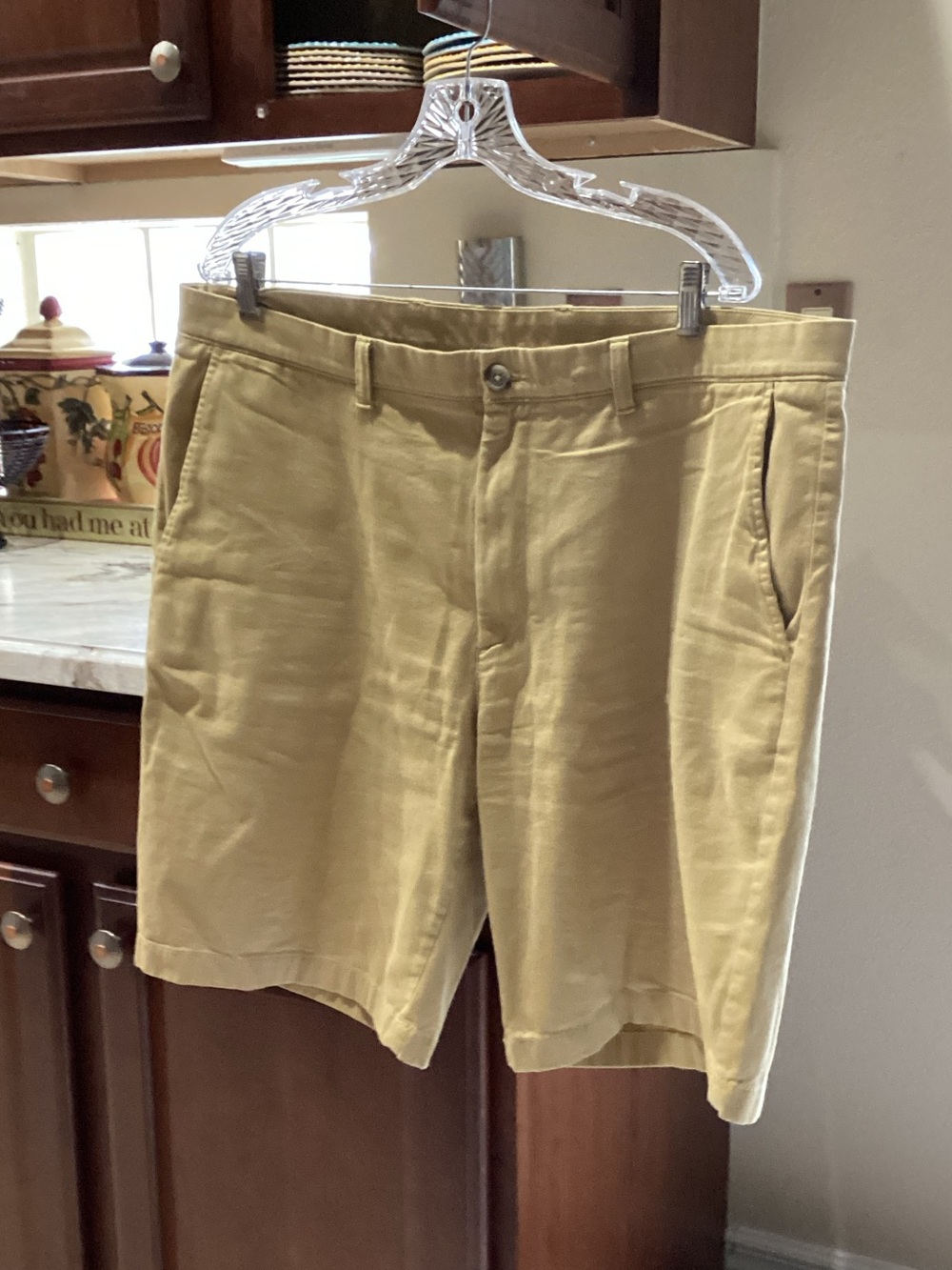 Roundtree & Yorke Men’s Flat Front Shorts in Mustard Yellow